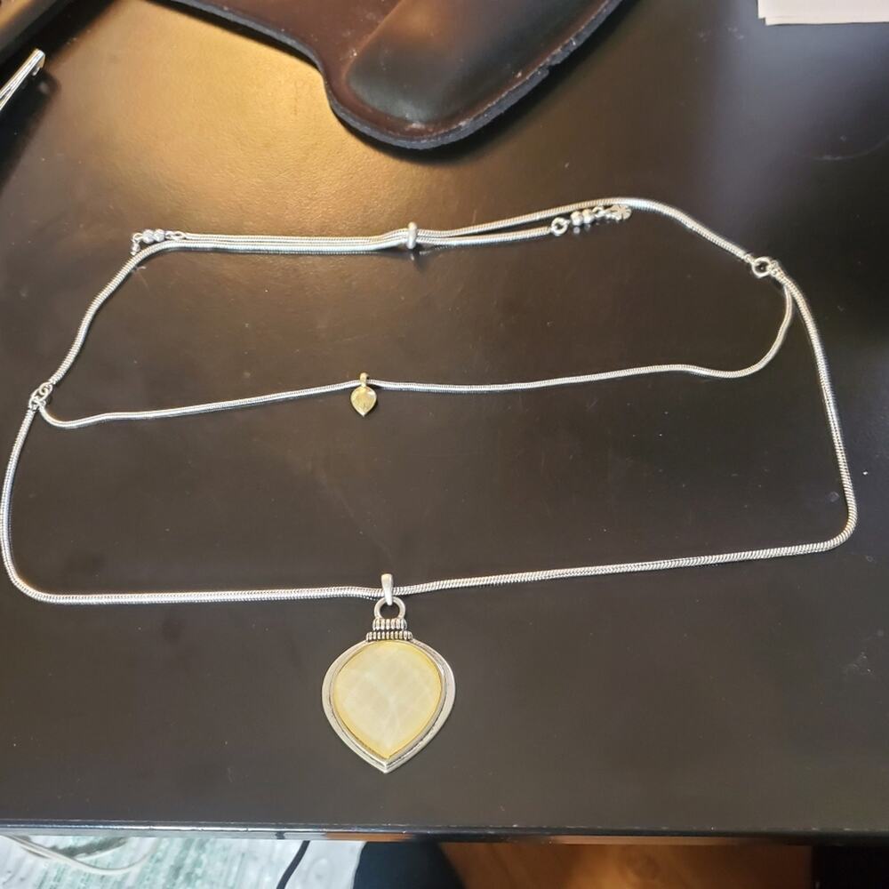 Lucky Brand Heart Shape double silver chain adjustable necklace Great condition - Picture 2 of 14